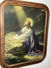 Vintage Jesus Praying The Garden of Gethsemane 21 x 15 Framed Print  picture