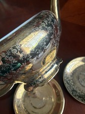 Vintage 22K Gold Encrusted Floral Teapot and Saucer Set Read picture