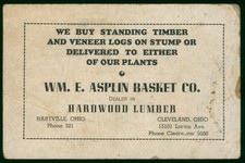 1939 Wm E Asplin Basket Co Doyle Log Rule Trade Card Hartville Cleveland OH picture