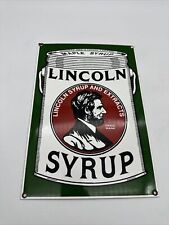 Lincoln Syrup Porcelain Enameled  Sign Abe Abraham 13