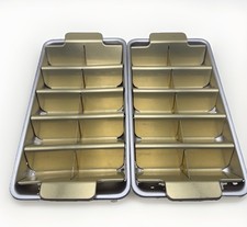 Lot 2 Vintage Aluminum Ice 10 Triangle Cube Wedge Trays Metal Aluminum Kitchen picture