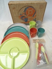 Vintage NOS REGALINE Picnic Ware Set - Dishes Glasses Knives Forks & Spoons picture