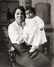 1910s Studio Portrait of a BLACK MOTHER Holding Her Baby, Vintage Photo Reprint picture