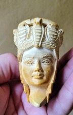 Vintage Carved Meerschaum Pipe Cleopatra Egyptian Queen  picture