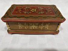 Vintage Handpainted Wooden Trinket Box by ANRI. Made In Italy 50s-70s. Folk Art picture
