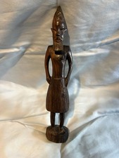 Vintage African Handcrafted Solid Wood Male Figure Sculpture Statue picture