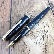 PLATINUM 18K BLACK LEATHER FOUNTAIN PEN VINTAGE Nib F GOLD JAPAN MADE A205 picture