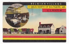 1944 BALTIMORE MARYLAND BELGIAN VILLAGE MOTEL RESTAURANT HWY 40 POSTCARD MD OLD picture