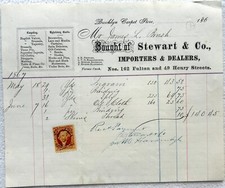1867 Antique Receipt From Stewart & Co. in NY - 102 Fulton & 49 Henry St. picture