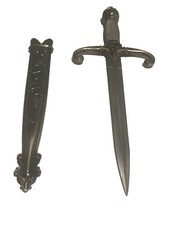 Double-Edge Dirk Dagger 10.5 Inches Steel Blade Metal Handle w/ Ornate Scabbard picture