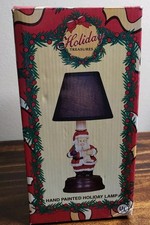 Vintage Handpainted Santa's List Holiday Lamp 10.75