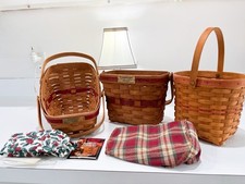 3 Baskets 1991 Longaberger Yuletide Traditions 1989 Holiday Memory & Liners LOT picture