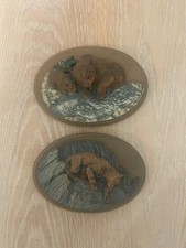 Vintage Avon Wildlife Bear Scene Wall Plaques, Set of 2 picture