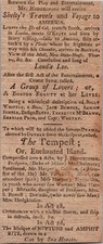 Theatrical Playbill John St Theatre 1790s Mr Hodgkinson NY 1799 Clipping 5AK9-3 picture
