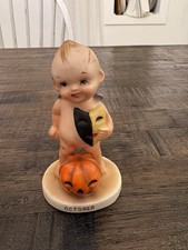 Vintage Kewpie Doll Bisque Porcelain Halloween October Pumpkin Japan F-533 picture