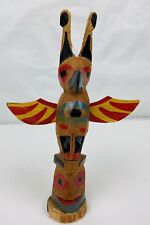 Vintage Native American Indian Wooden Totem Pole, Genuine Indian Made 6.25” picture