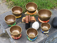 set of 7 Tibetan singing bowl meditation bowl and Thado bowl for spiritual yoga picture