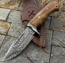 Best Hunting HANDMADE DAMASCUS STEEL SKINNING KNIFE BOWIE SURVIVAL Sheath Pro picture