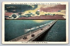 c1920s Night Aerial View Cars Gandy Bridge Tampa St Petersburg Florida P629 picture