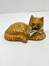 Vtg. Decoupage Cat Floral Fabric Folkart Resting Kitty picture