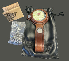 Vintage Harley Davidson Swiss Mov't Pocket Watch - Leather Holder, Needs Battery picture