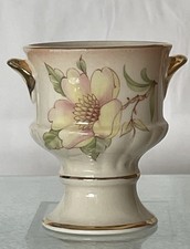 VINTAGE PALISSY ROYAL WORCESTER ENGLAND PEDESTAL EGGCUP FLORAL WITH GOLD TRIM picture