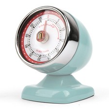 Blue Steel Wind-Up Kitchen Timer 55-Minute Retro Countdown Clock picture