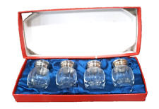 Vintage Leonard Crystal Glass Salt & Pepper Shakers - Set of 4 - Made in Japan picture
