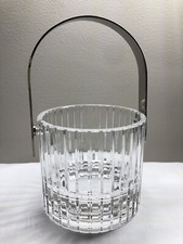 VINTAGE COLLE LEAD CRYSTAL PETITE ICE BUCKET Stainless Handle Made in Italy picture