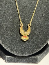 Vintage 1976 Harley Davidson Eagle Necklace 18 Inch Gold Tone Enamel Inlay picture