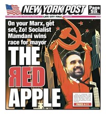 Zohran Mamdani New York Post Newspaper The Red Apple Cover 11/5/2025 picture