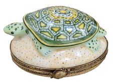 Vintage Limoges Turtle Trinket Box Peint Main Made In France picture