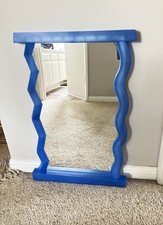 RARE HTF Vtg 1996 IKEA ULK Mirror Geometric Squiggle Blue Plastic Postmodern picture