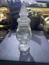Vintage Wheaton Glass Cathedral Apothecary Jar Pointed Finial Lid picture