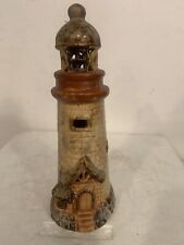 Vntg Lighthouse Art Pottery Figurine 8” Ceramic Brown Glossy Detailed See Photos picture