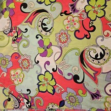 Vintage Retro Psychedelic Floral Paisley Fabric 45X 3 Yards 18