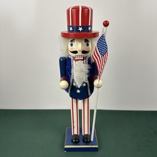 2010 Uncle Sam Nutcracker 14” Patriotic American Flag July 4th Red White Blue picture