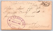 Antique Wisconsin St. Louis MO RACINE Wis Postal Card 1886 picture