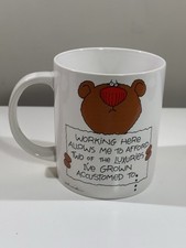 Vtg Russ Berrie Understatements Bear Mug Eating and Living Indoors Funny picture