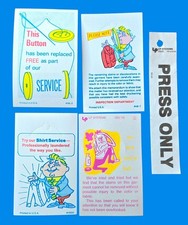 5 Vintage Dry Cleaner Tags, Press Only, Buttons, Shirt Service, Laundromat picture