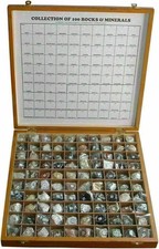 100 Rocks & Minerals Collection in Wooden Box with  picture