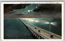c1920s Night View Gandy Bridge Tampa Bay Florida Antique Postcard picture
