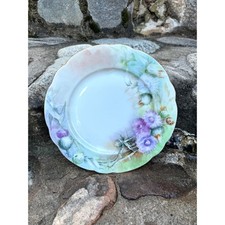 Antique C.T. Germany Hand Painted Thistle Porcelain Plate Scalloped Gold Rim 9