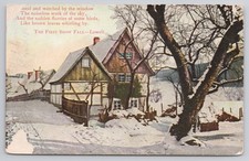 Antique Winter Postcard James Russell Lowell The First Snowfall Poetry Cottage picture