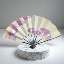 Authentic Japanese Maiogi Folding Fan – Elegant Purple White  Design | Handmade  picture