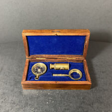 Brass Telescope Compass Magnifying Glass Navigation Boxed Set Surveying Nautical picture