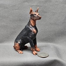 Doberman Pinscher Figurine Resin 1997 China Statue Black & Brown picture