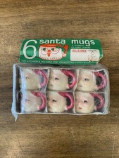 VTG Rossini Classic Series Mini Santa Mugs Set o 6 Ceramic Christmas NOS picture