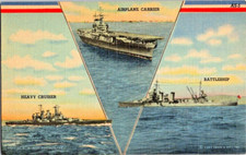 US Navy Battleship Airplane Carrier Heavy Cruiser Postcard Patriotic Nautical picture