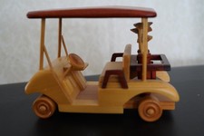 Vintage Handcrafted Wooden Golf Cart with 2 Golf Bags picture